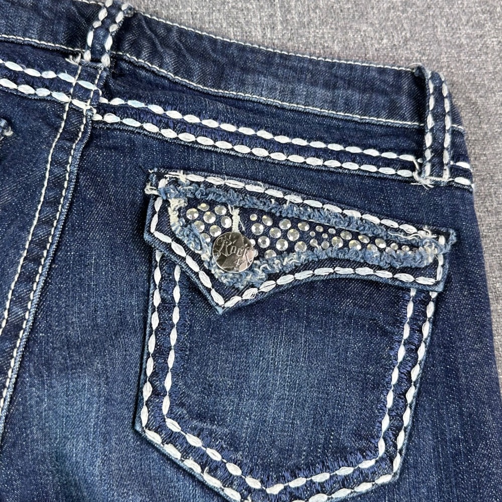 Wrangler Jeans Womens 5/6 Rock 47 Bootcut Blue Rhinestone Thick Stitch WJX543V